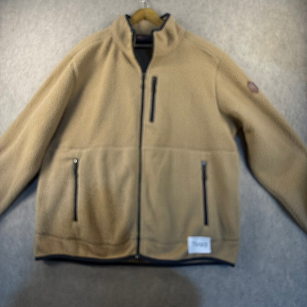 Free Country Mens Tan Sherpa Fleece Full Zip Jacket Tan XL 46-48 Outdoor Warmth